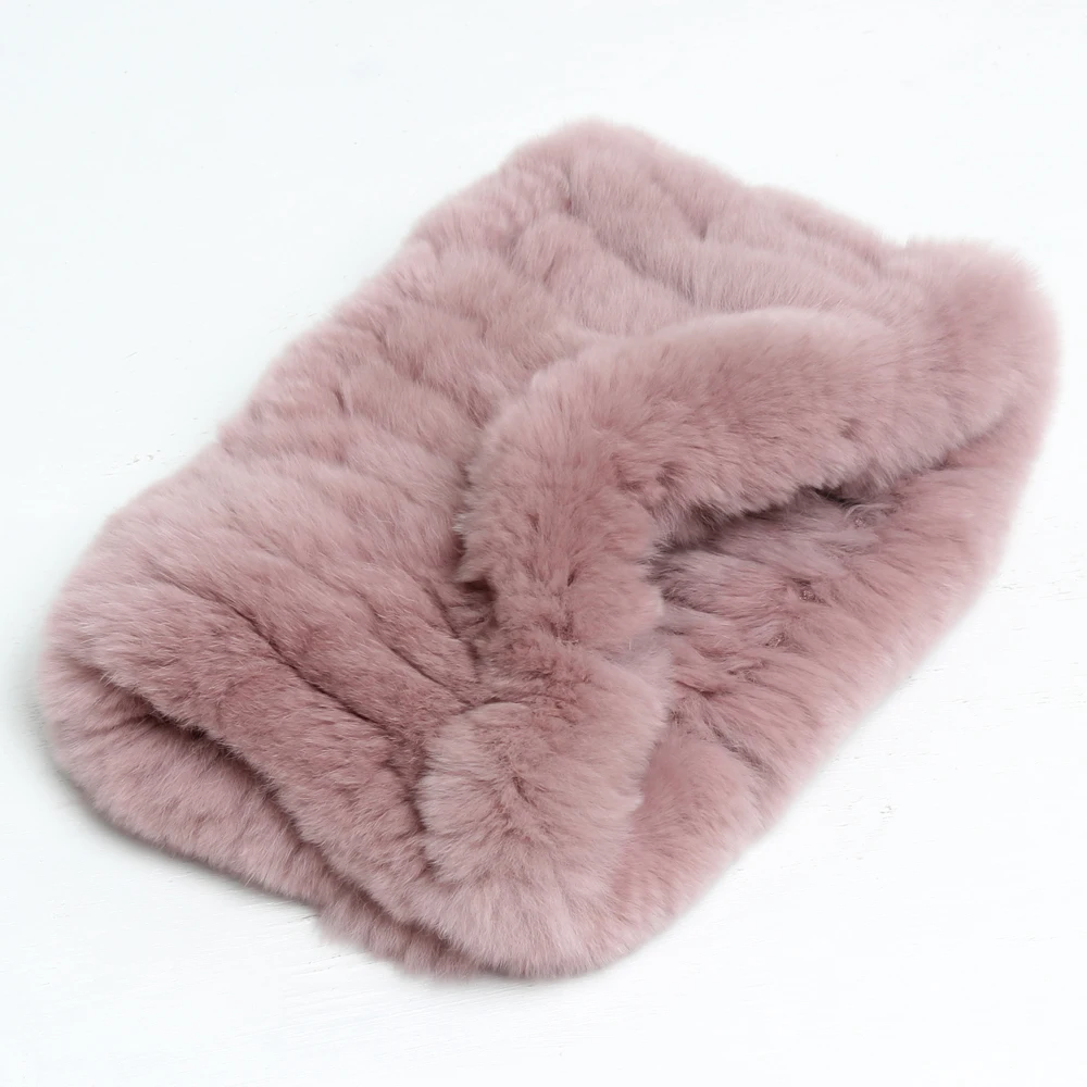 New Arrival Lady Good Elastic Real Rex Rabbit Fur Scarf Knit Genuine Headbands Girls Natural Ring |