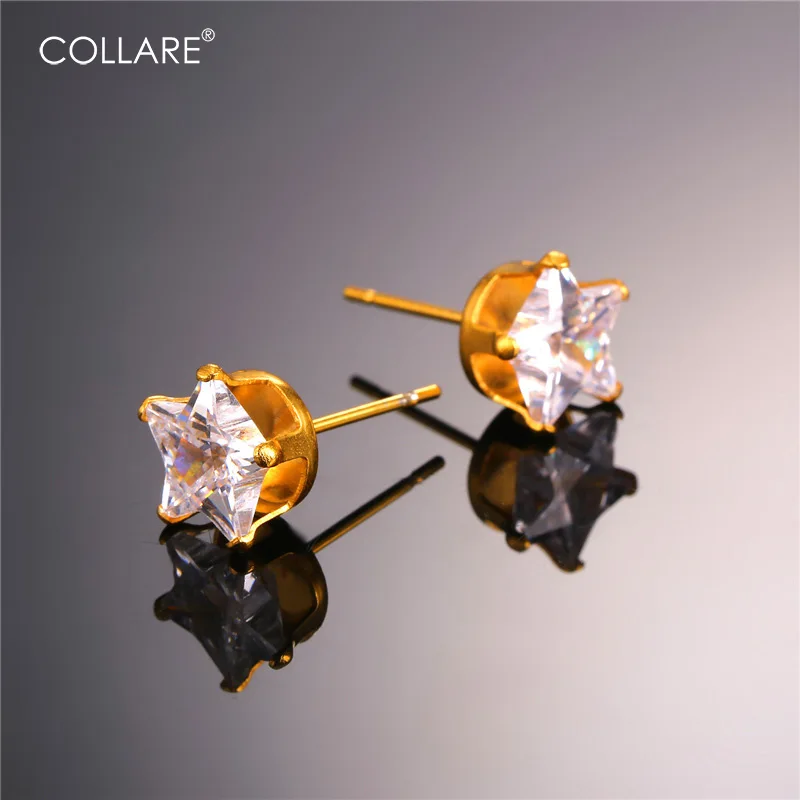 

Collare Crystal Star Stub Earrings For Women Gold Color Stainless Steel 3 Pairs Earrings Fashion Jewelry Wholesale E163