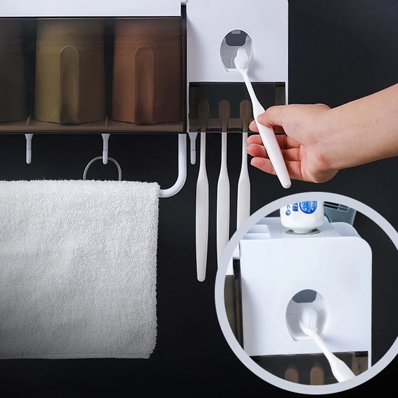 Настенный держатель для зубных щеток Автоматический Диспенсер зубной пасты
