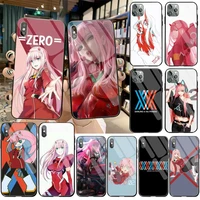 hpchcjhm darling in franxx zero two phone case cover tempered glass for iphone 11 pro xr xs max 8 x 7 6s 6 plus se 2020 case