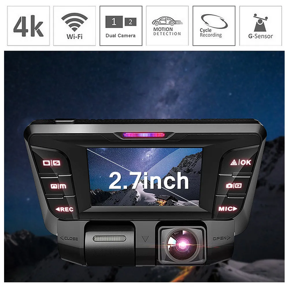 Автомобильный видеорегистратор Blueskysea с двумя объективами V28 WiFi 4K FHD SONY323 WDR 24h