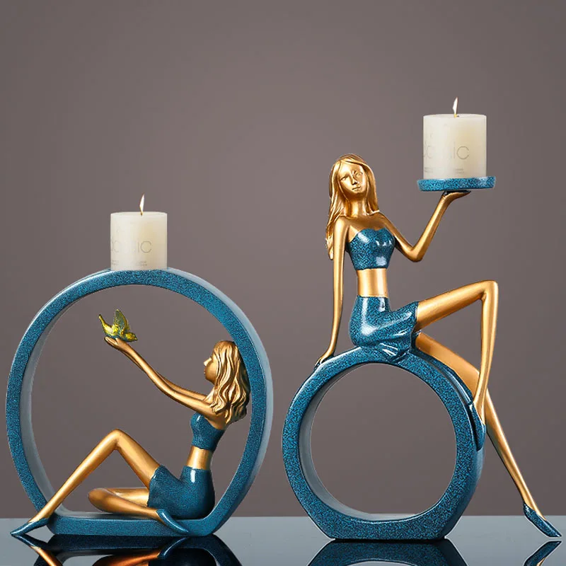 Домашний поставщик украшения из смолы декоративный подсвечник настольное