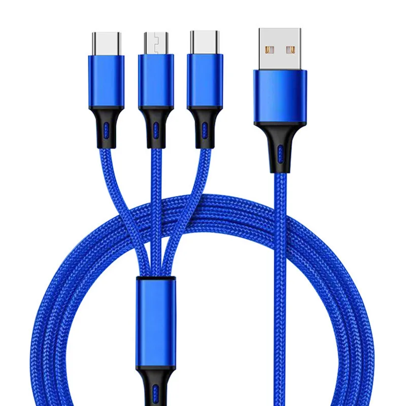 Data Line 3 in 1 cable For Android iphone Type-c Mobile Phone Multi-function Usb One Dragging Three Charge Cable | Мобильные