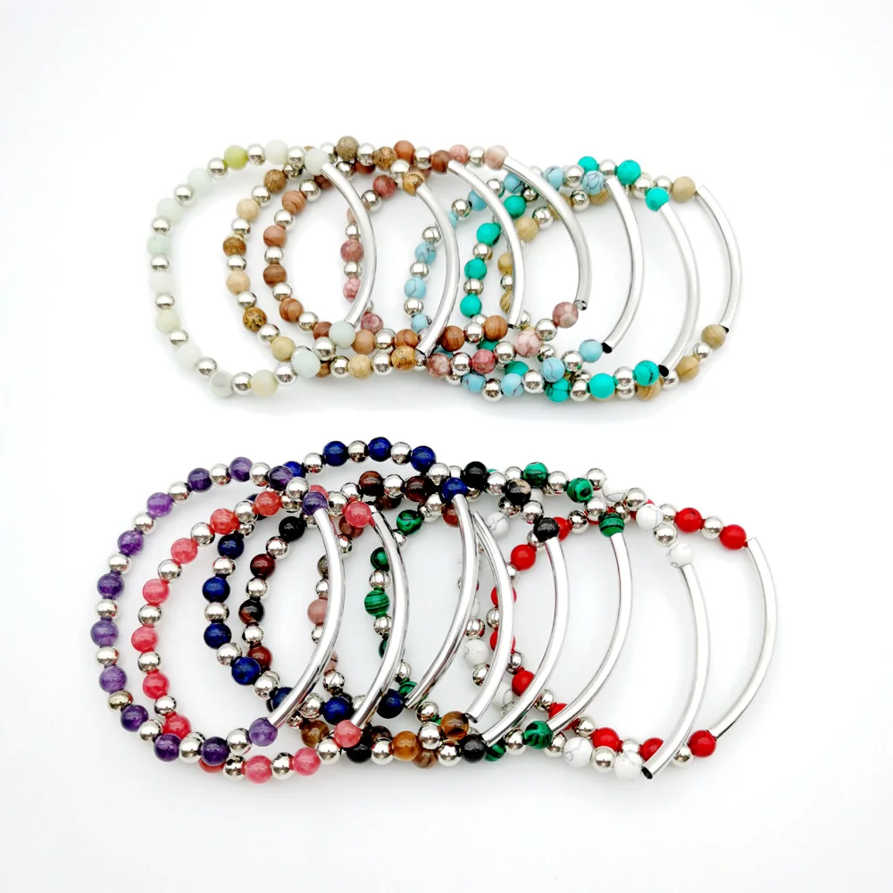 Wgaud натуральный камень Бусины чакра браслеты и браслет аметисты кварца лазурит