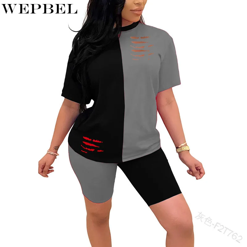 

Женский Повседневный однотонный облегающий костюм WEPBEL с принтом, летние модные шорты со средней талией + футболка с коротким рукавом и круг...