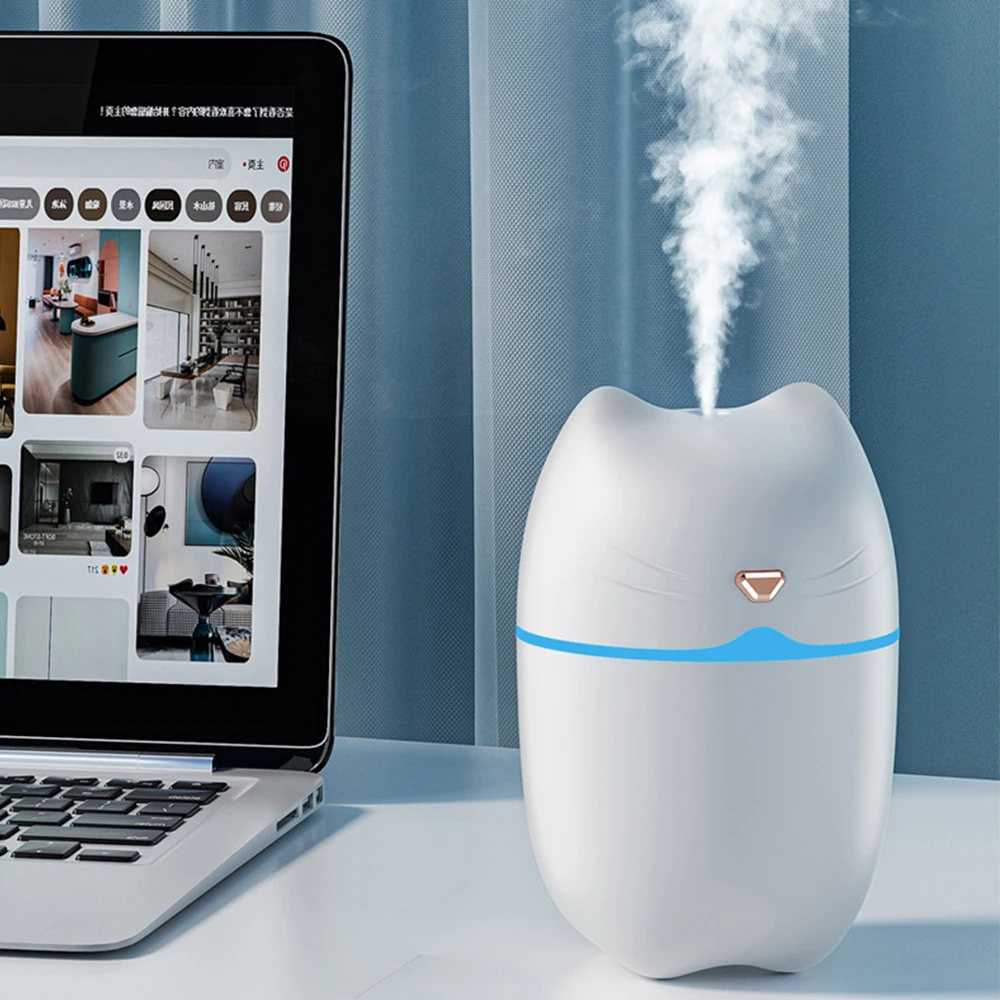 

Air Humidifier USB Humidifier For Home Ultrasonic Car Mist Maker With Light Mini Desktop Car Bedroom Cute Cartoon Cat Humidifier