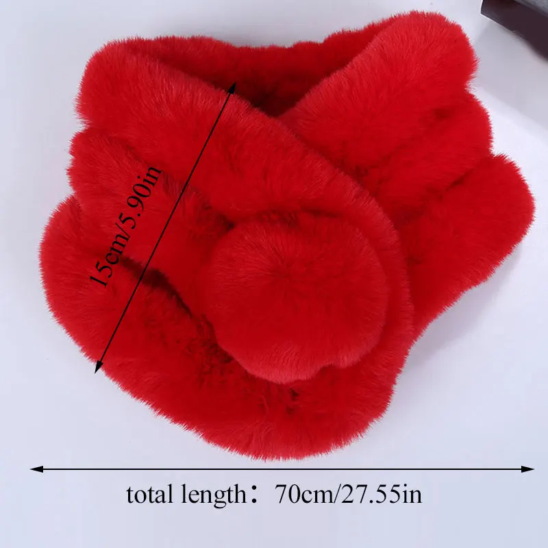

Lovely Hairball Scarf New Solid Color Luxury Winter Faux Fur Scarf Fashion Warm Soft Plush Thicken Snood Scarves Shawl