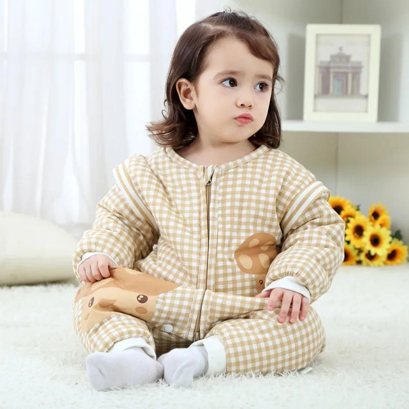 Весна-Осень-зима детский спальный мешок со съемными рукавами хлопковые мягкие