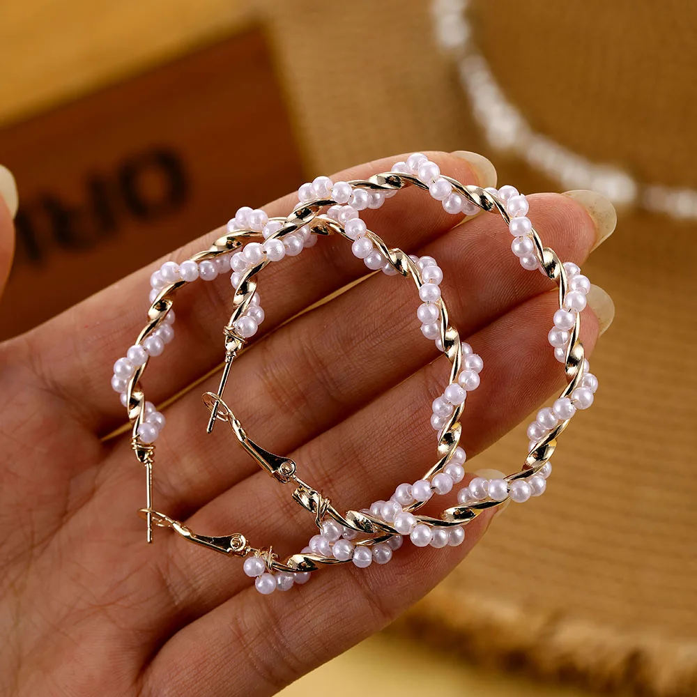 ZOVOLI жемчуг золотые крупные круглые серьги с жемчугом жемчужные золото сережки