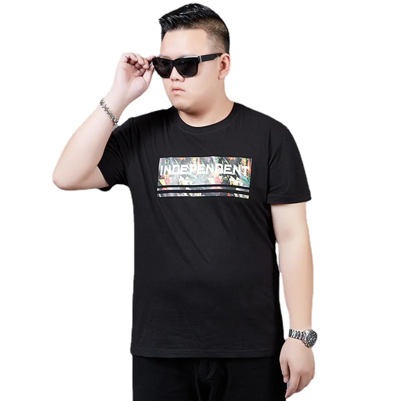 

Large men's summer thin short T plus fat round neck casual fat short sleeve T-shirt fat man loose base shirt