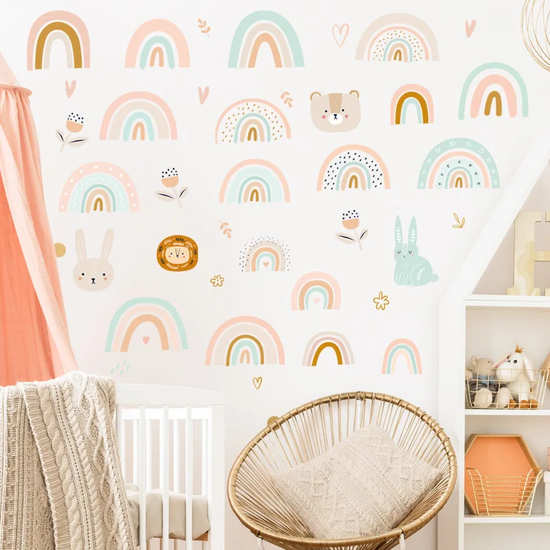 

Cute Boho Rainbow Wall Sticker Home Decoration Children Baby Bedroom Cartoon Nursery Kindergarten DIY Art Mural Decal Vinyl