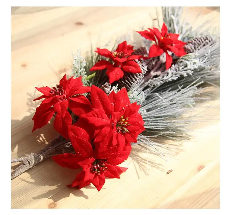 Индиго-красный Poinsettia Рождественский цветок Висячие цветочные композиции букет из искусственных цветов вечерние домашние мероприятия