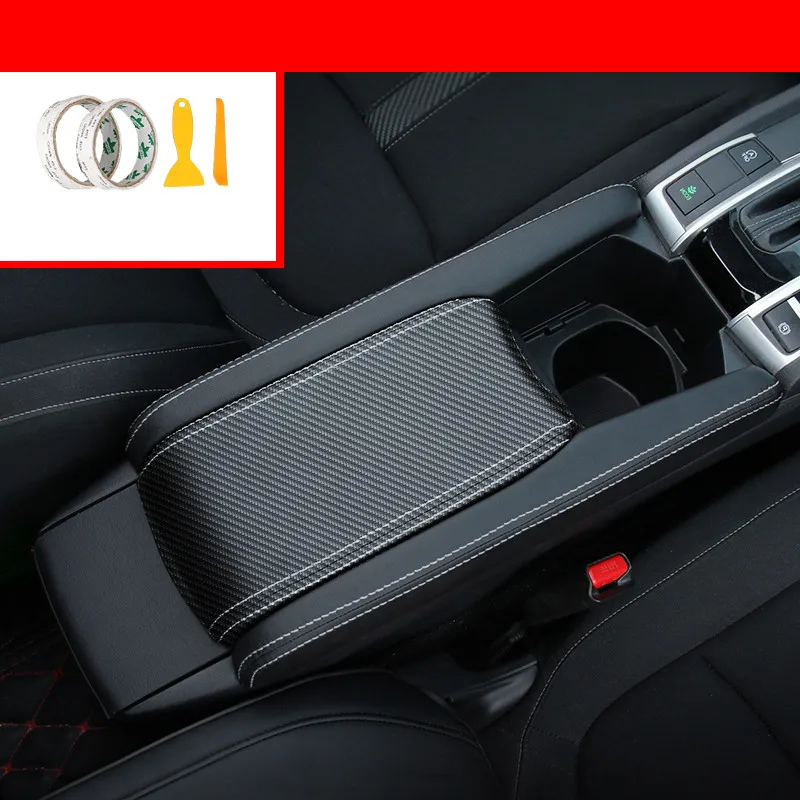 carbon fiber Автомобильный Стекло Лифт подлокотник декоративные кожаный чехол Межкомнатная дверь панели ПУ Накладка для Honda Civic автомобильные аксессуары - Название цвета: carbon fiber