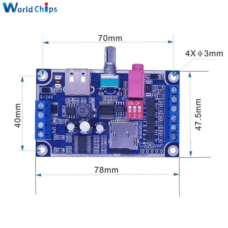 DC 12V-24V WAV MP3 голосовой модуль звуковой плеер с коробкой чехол 128M TF карта