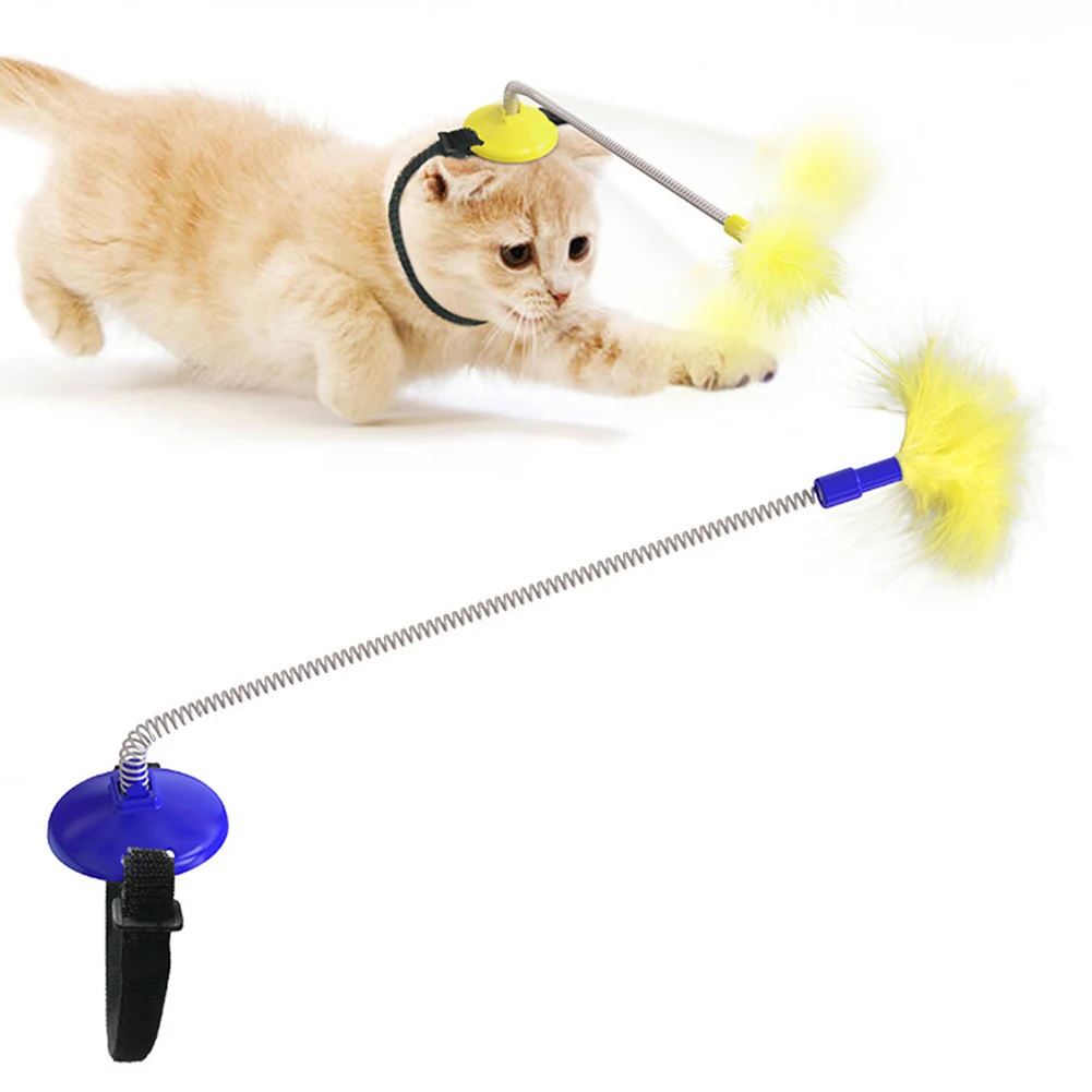

Plastic Funny Cat Toy Collar Feather Spring Teasing Sticks Pets Playing Training Teaser Toys Interactive Kitten Puppy Supplies