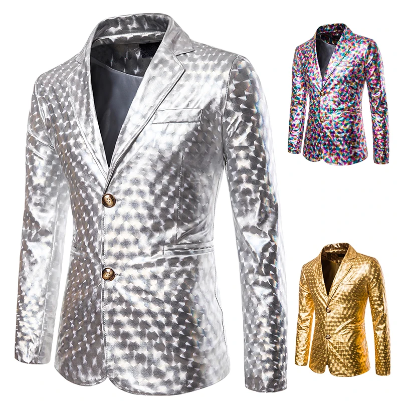 Позолоченное платье для выступлений ночного клуба Мужское пальто костюм мужские