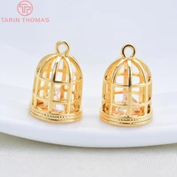 5106pcs 12x9mm 24k gold color brass with zircon hollow birdcage charms pendants high quality diy jewelry making findings