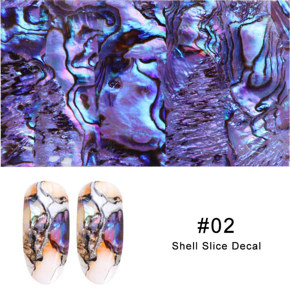 1Pc 3D Pearl Nails Polish Foils Glimmer Abalone Shell Pattern Nail Stickers Wraps Marble Mermaid DIY Nail Art Decoration