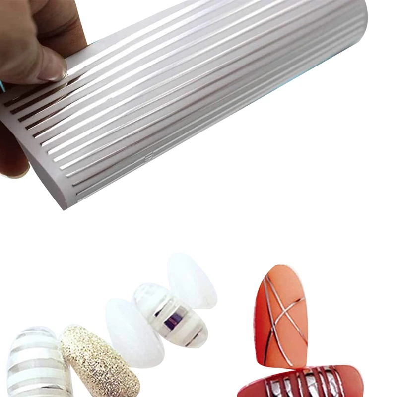 Gold 3D Nail Sticker Curve Stripe Lines Nails Stickers Adhesive Striping Tape Art Decals Rose Silver 3Pc | Красота и здоровье