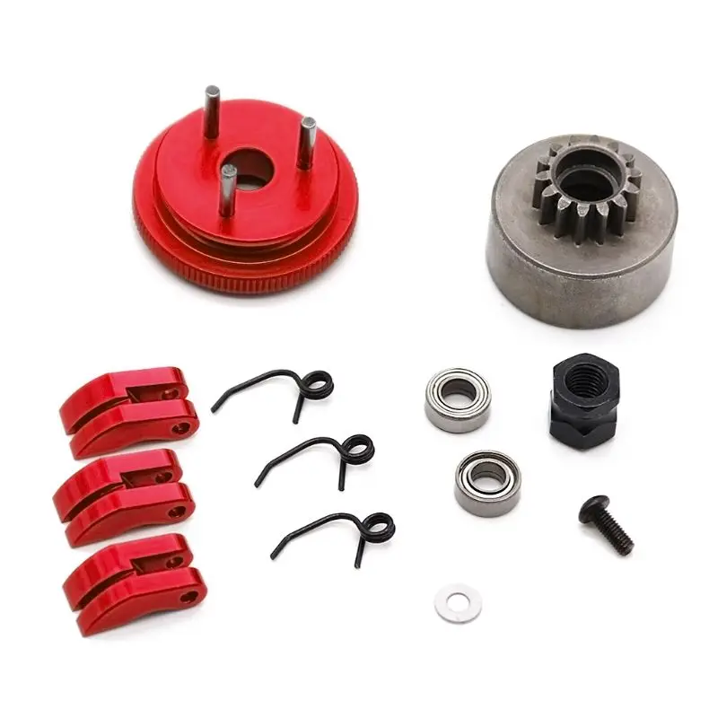 

14T Gear Flywheel Assembly 1/8 RC Car Bearing Clutch Bell Shoes Nut Springs Set