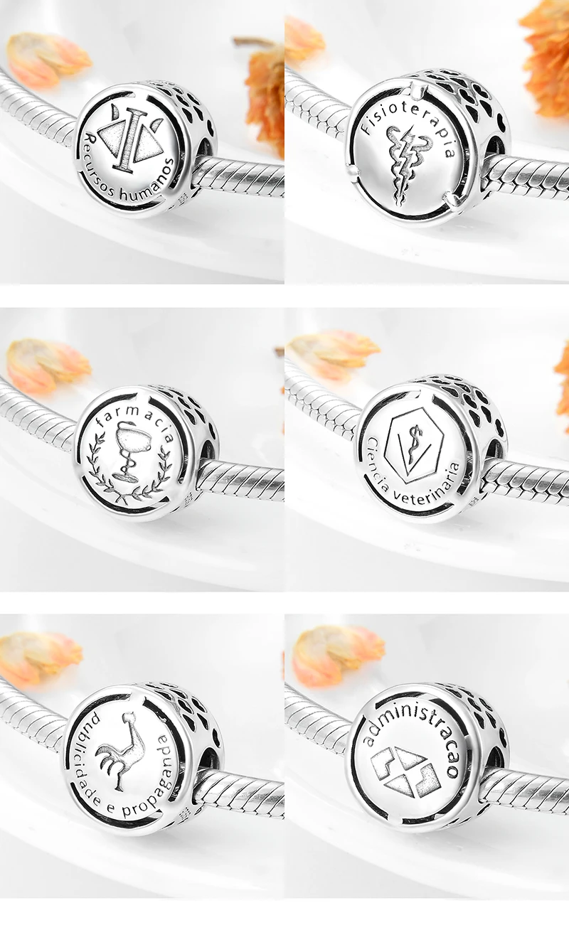 New 925 Sterling Silver Symbol Doze Portuguese language career Beads Fit Original Pandora Charm Bracelet necklace Jewelry