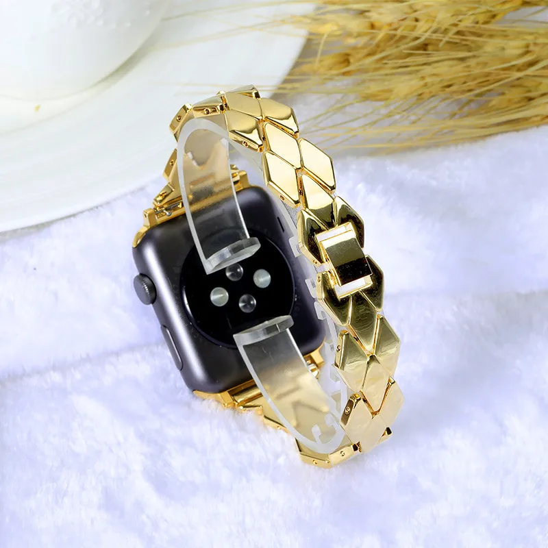 Ремешок из нержавеющей стали для Apple Watch band 4 5 44 мм 40 мм iWatch 3 2 band 42 мм 38 мм ромбовидный браслет аксессуары для Apple watch - Цвет ремешка: gold