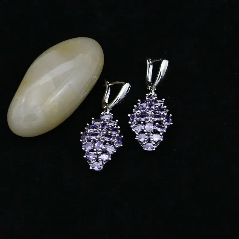 Комплект из колье серёг и кольца серебра 925 пробы с фианитами|Ювелирные наборы| |