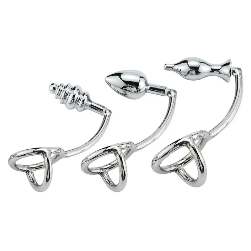1SET Sex shop Anal toys plug Butt Plug Portable Stainless Steel Solid Metal Hook Delay Ring Dual-use | Красота и здоровье