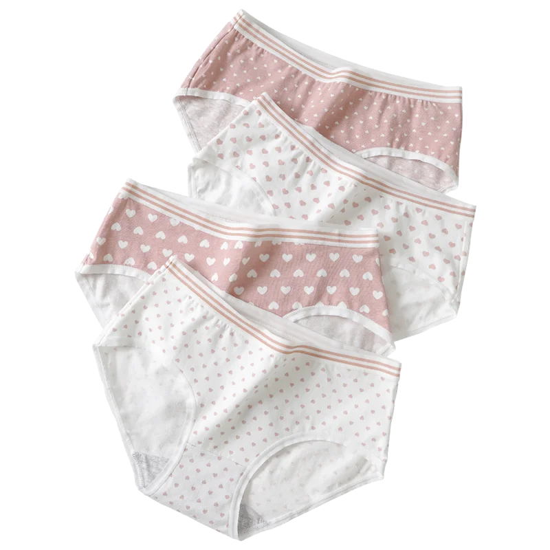 

4 Pcs Lot Women Panties Set Cute Cotton Love Heart Print Soft Girl Sweat Sexy Lingerie Briefs Bragas Algodn Mujer Free Shipping