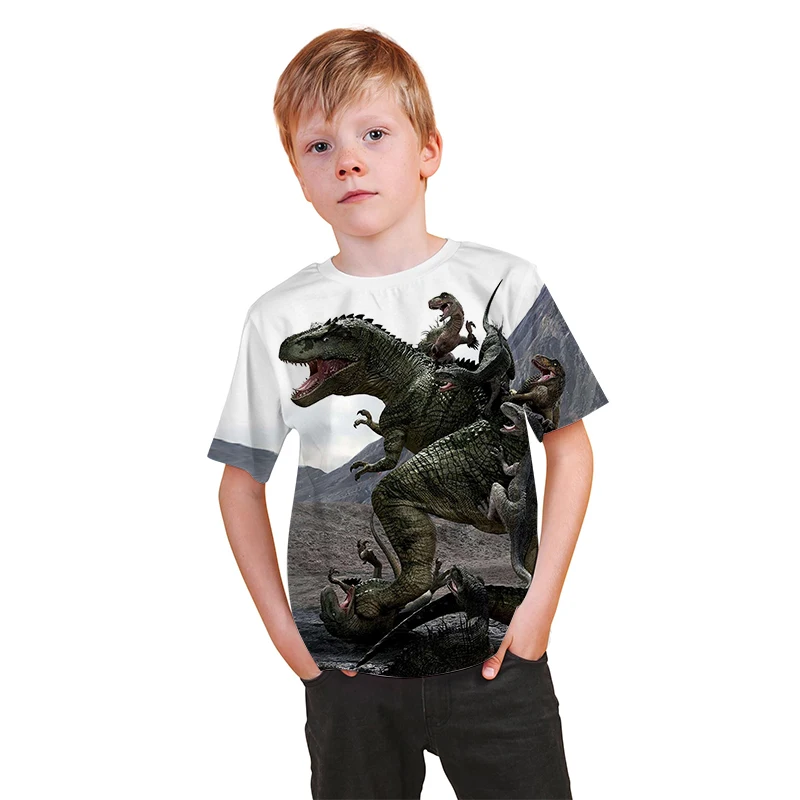 

2021 Jurassic World Fallen Kingdom Cool Dinosaur Head 3D Print T shirt Boys and girls Hiphop Tee Tshirt Boy color Clothes Drop