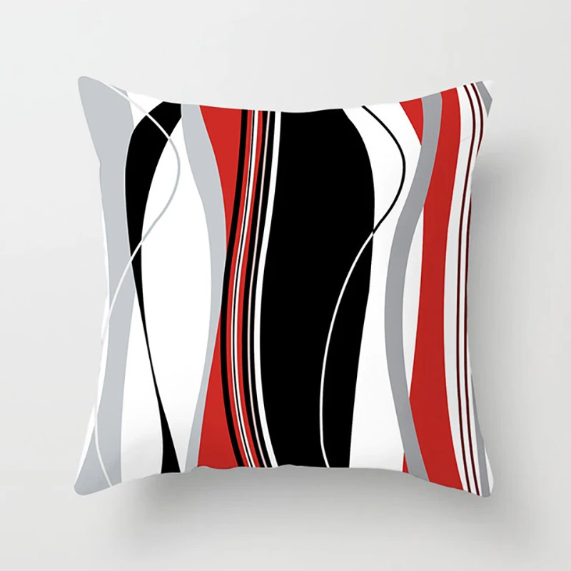 Pillow Red Geometric Cushion Polyester Decorative Throw Pillow Fashion Plaid Striped Sofa Pillow Home Decor images - 6