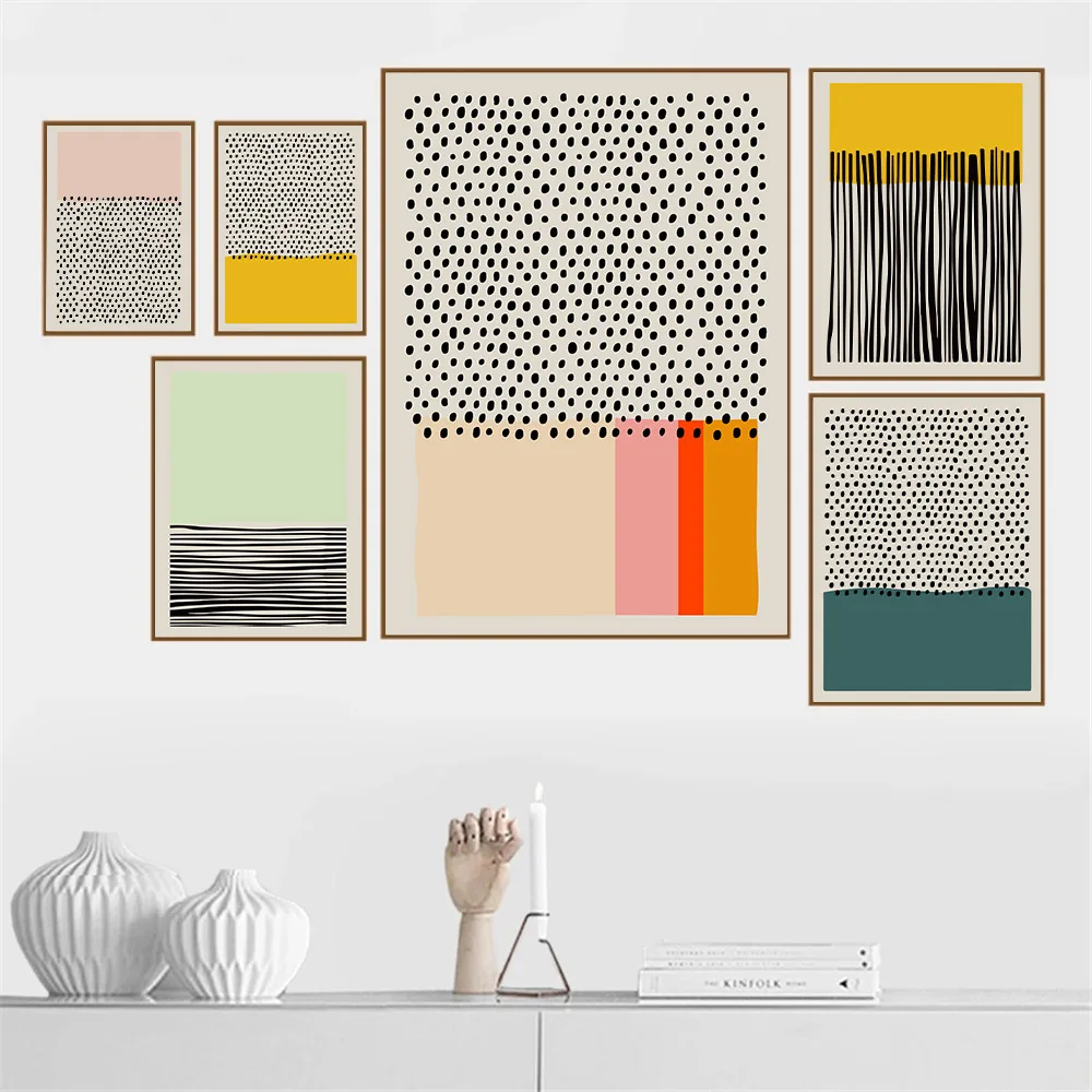 

Abstract Geometry Color Line Wall Art Poster And Print Yellow Green Pink Canvas Painting Modern Pictures Living Room Home Decor