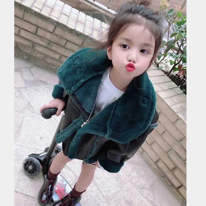 Кожаные куртки для девочек коллекция 2019 года Зимние Куртки из искусственной кожи