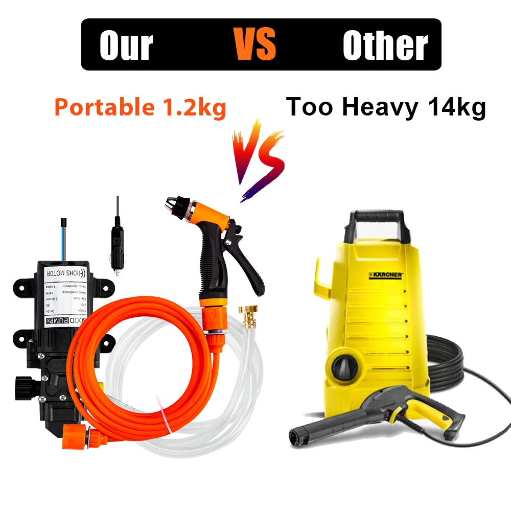 Продажа Портативная автомобильная мойка высокого давления, умная Электрическая Мойка для автомобилей, 12 В, уличный очиститель для кемпинга и путеш...