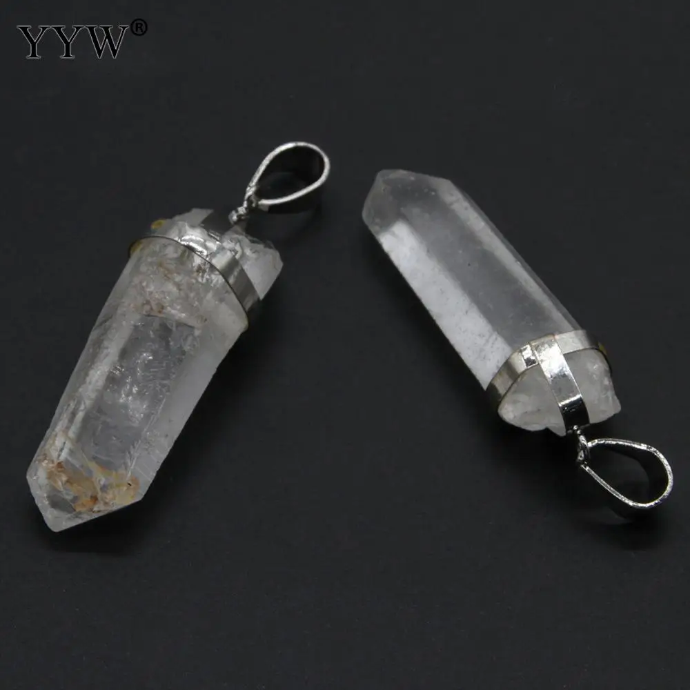1 шт. прозрачная подвеска Маятник из кварцевого камня колонна Посеребренная