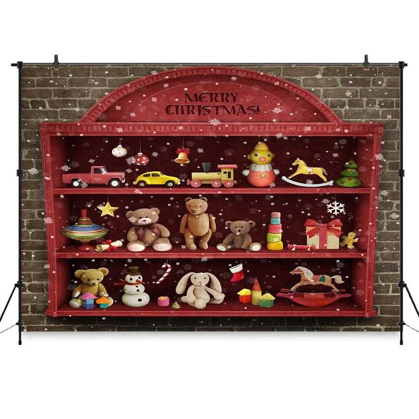

Фон для фотосъемки зимнее Рождественское украшение подарок шкаф снег детский фотографический фон