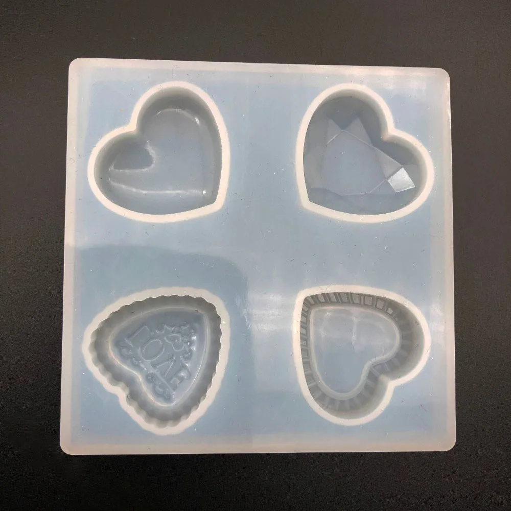 

1pcs Transparent Four Style Heart Epoxy Resin Crafts Silicone DIY Mold Handmade Jewelry Pendant Necklace Making Decoration