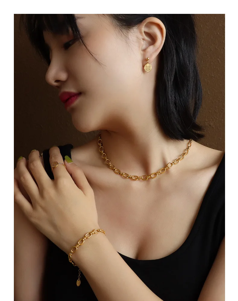 Комплект из колье и браслета нержавеющей стали | Украшения аксессуары