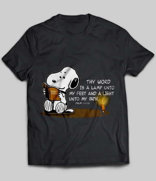 Слово твое есть лампу к мои ноги и светильник для моего путь Снупи футболка |