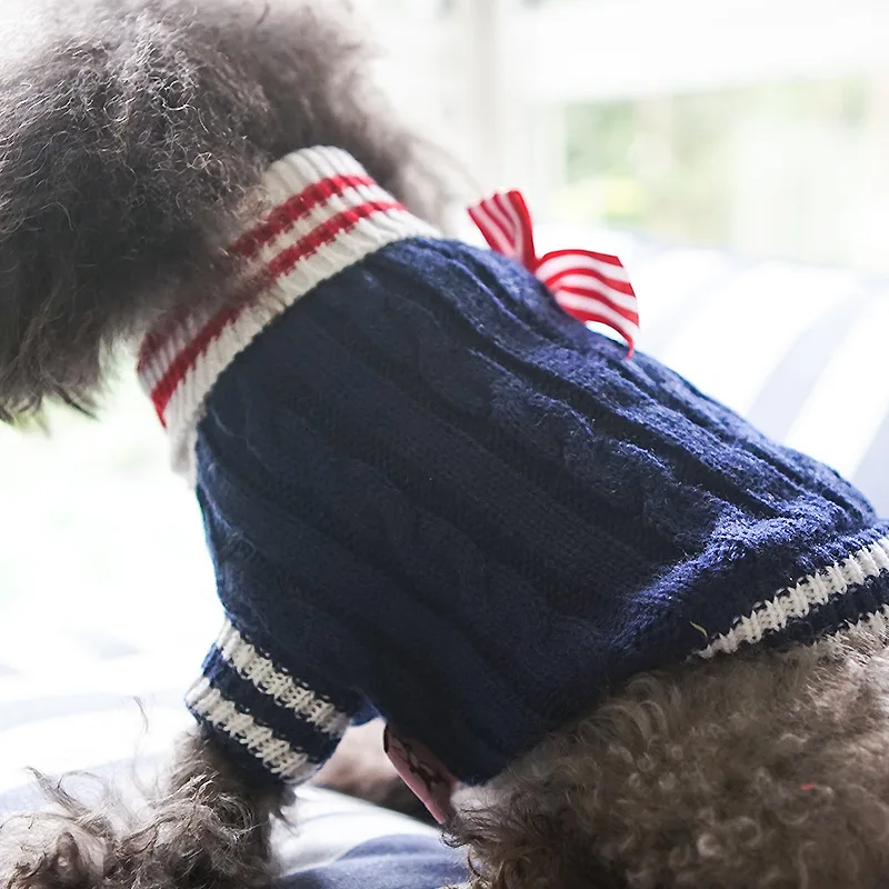 

Dog Sweater Puppies Milk Dogs Pet Cat Early Autumn Navy Teddy Bichon Poodle Small Clothes