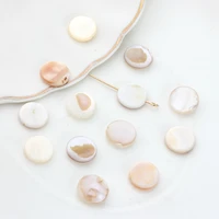 30pcslot 11mm white natural shell beads flat smooth round interval loose natural beads for diy necklace jewelry accessories