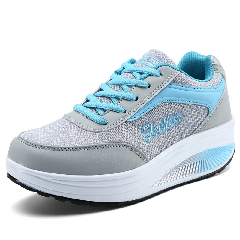 

2020 Spring and Summer New Women's Rocking Shoes Mesh Women's Shoes Increased Platform Sneakers Ladies Vulcanized Shoes