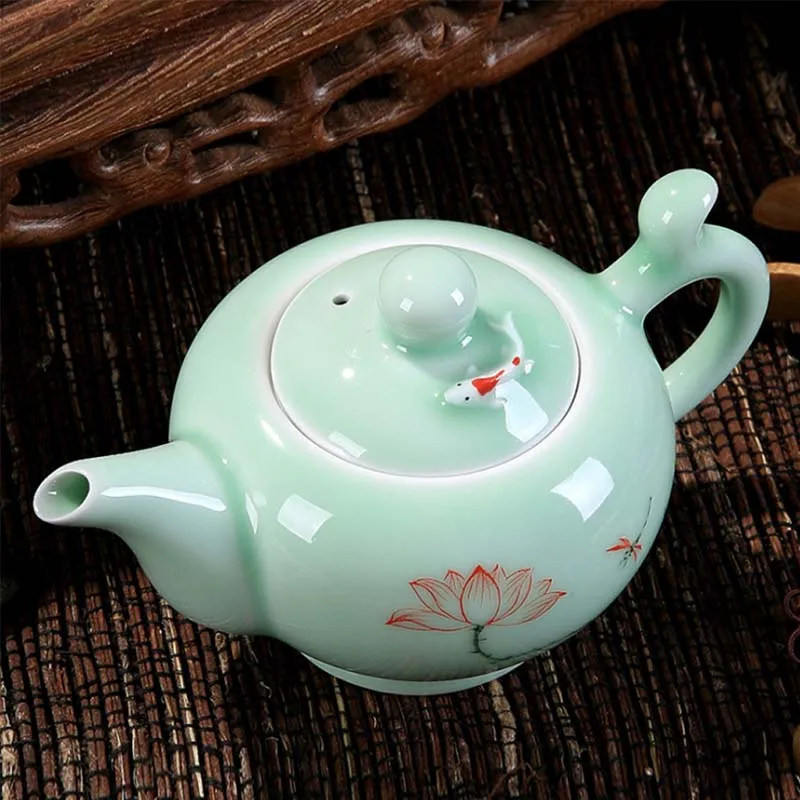 BORREY Ceramic Teapot Porcelain Cup Longquan Celadon Chinese Kung Fu Tea Set Hand Painted Puer Oolong Water Kettle - купить по