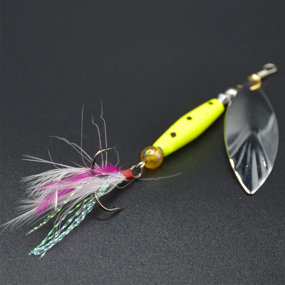 

Metal Sliver Rotating Sequins Spoon Lure 7g/10g Spinner Fishing Hard Bait with Feather Treble Hook Fishing Accessories