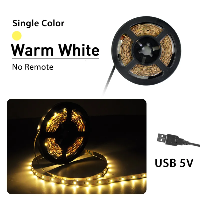 Светодиодная лента USB DC 5 в 50 см 1 м 2 м 3 м 4 м 5 м Мини 3Key 24Key гибкий светильник SMD 2835 Настольный Декор экран ТВ фоновый светильник ing - Испускаемый цвет: Warm White
