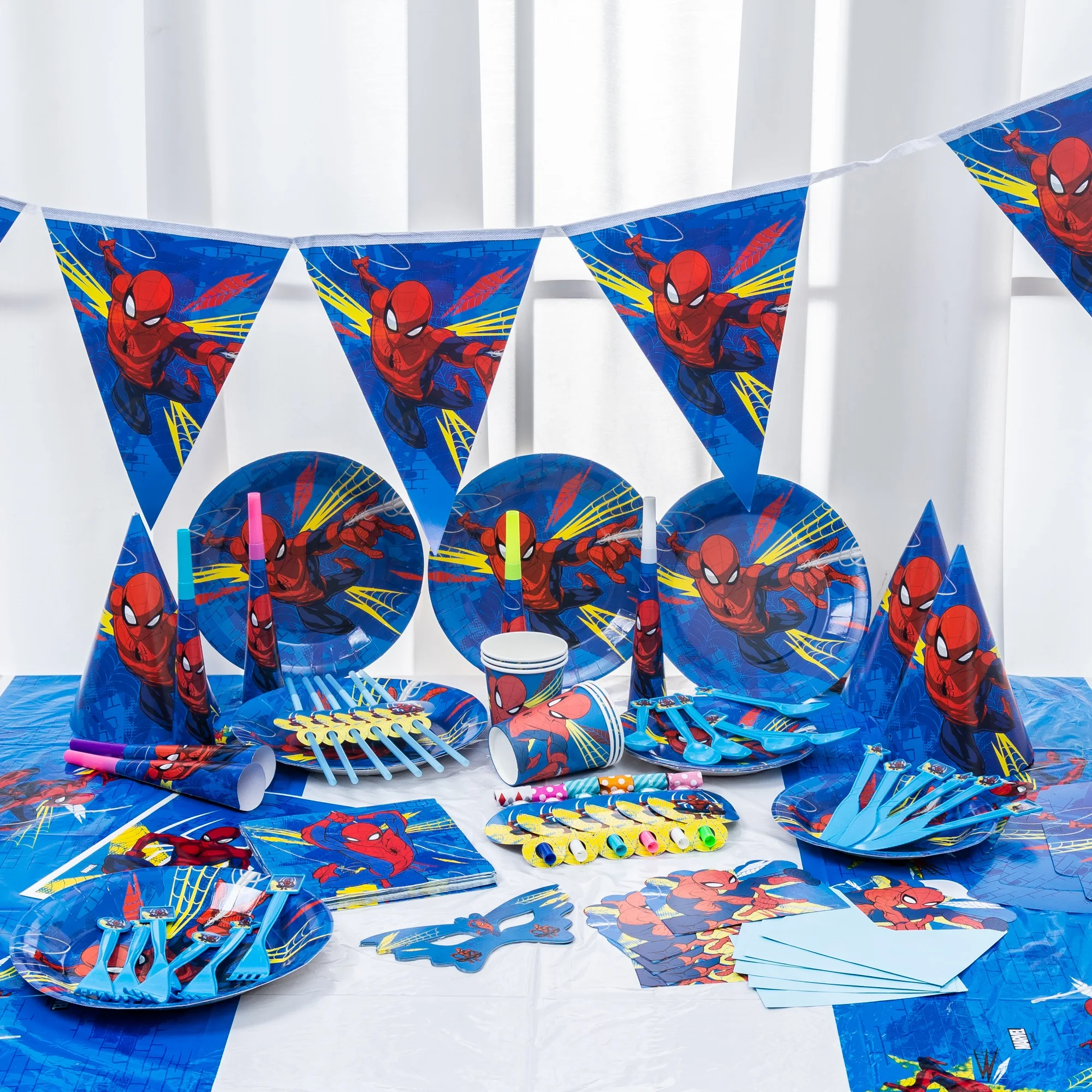 

Spiderman Birthday Party Decoration, Cup, Cup, Napkin, Banner/Banner, Candy Box, Cutlery, Baby Shower Set, Party Supplies