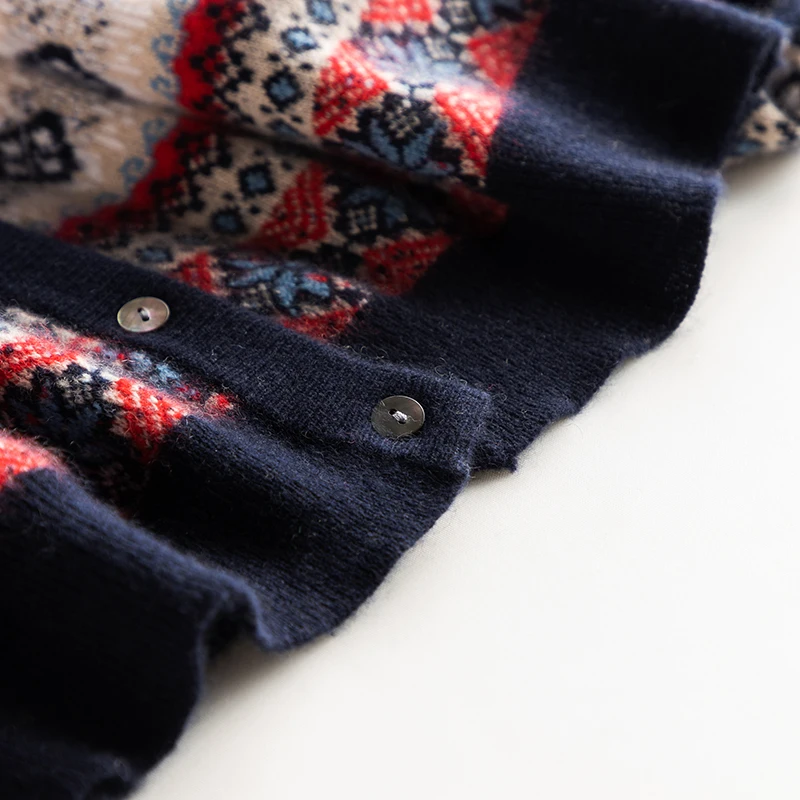 Высококачественный Женский 100% кашемировый кардиган свитер Осенний винтажный