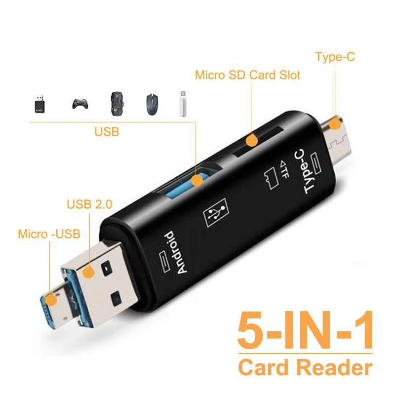 all in 1 type c card reader for sd tf microsd card reader micro usb otg adapter for macbook laptop pc for android phone huawei free global shipping
