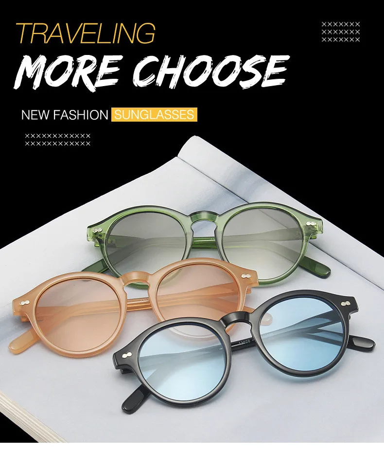 Мужские и женские круглые очки VWKTUUN Винтажные Солнцезащитные в оправе с