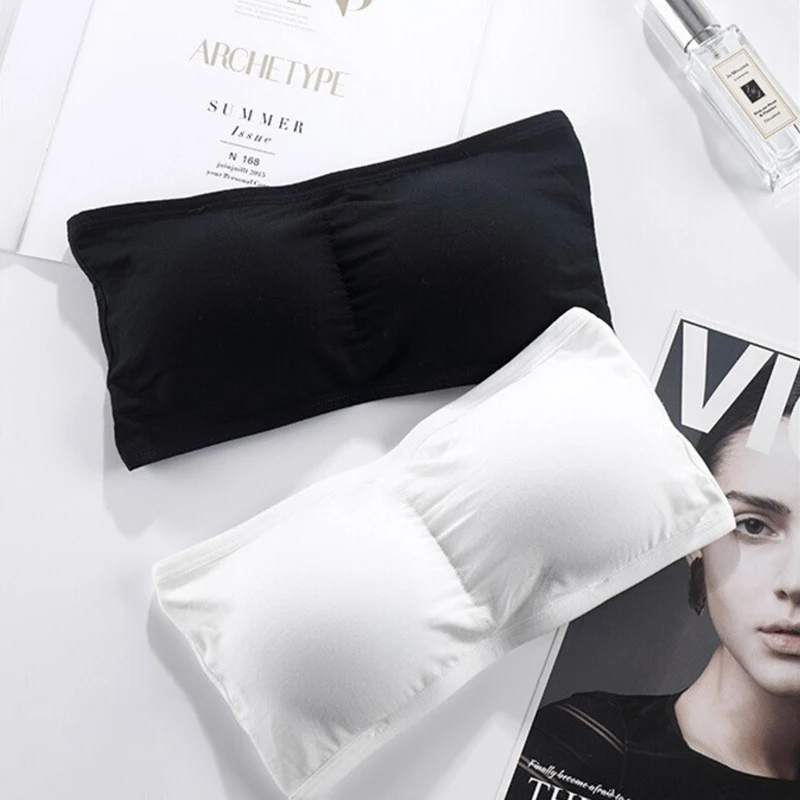 Женский бесшовный Укороченный бюстгальтер черный/белый размера плюс | Женская